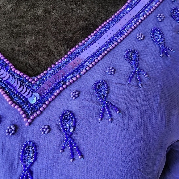 Vintage Styleworks Blue Sequin Embellished Dress Women's Size 8. - Picture 3 of 7